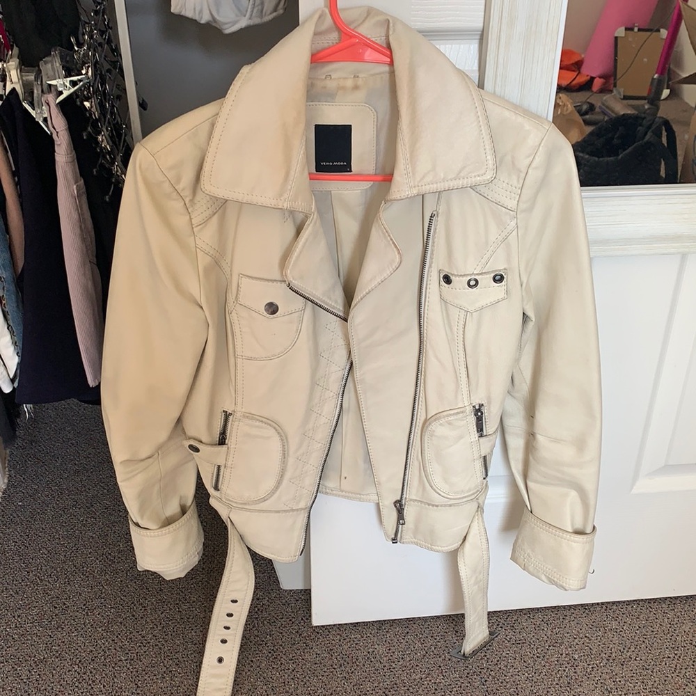 Vero Moda cream leather jacket